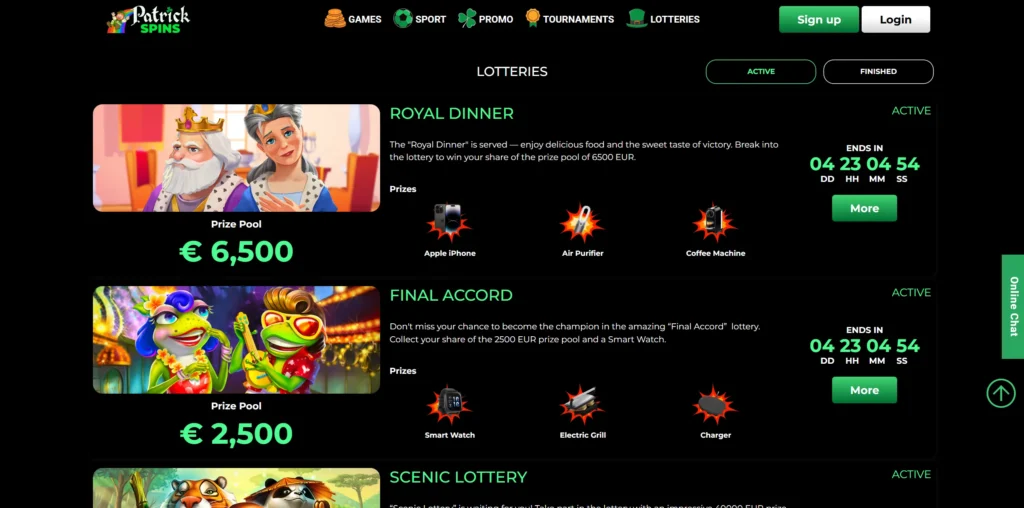 Patrick Spins lotteries.